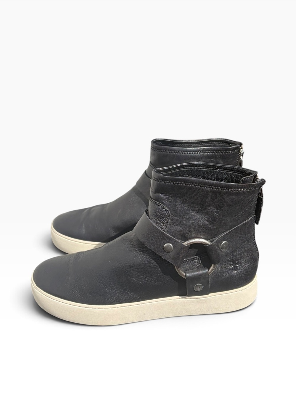 Frye Black Leather Lena Harness High Top Sneaker Booties Size 9